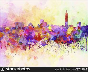 Taipei skyline in watercolor background