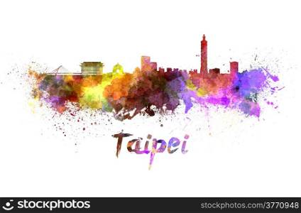 Taipei skyline in watercolor splatters with clipping path. Taipei skyline in watercolor