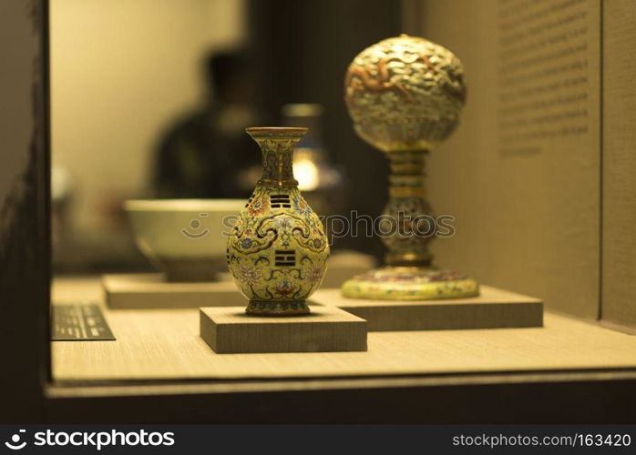 TAIPEI, TAIWAN - November 24   Antiques are displayed in Taipei’s National Palace Museum on November 24, 2016 in Taipei, Taiwan, Asia.