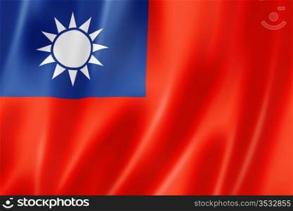 Taiwan flag, three dimensional render, satin texture. Taiwanese flag