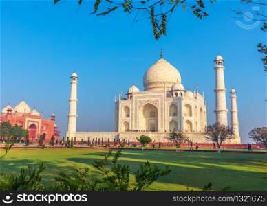 Taj Mahal and the blue sky, beautiful view, India.. Taj Mahal and the blue sky, beautiful view, India