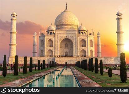 Taj Mahal at sunset, beautiful scenery of India.. Taj Mahal at sunset, beautiful scenery of India