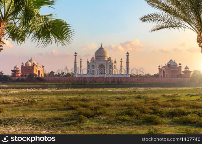 Taj Mahal back view in India, Uttar Pradesh, India.. Taj Mahal back view, India, Uttar Pradesh, India