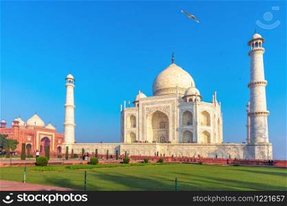 Taj Mahal complex, a famous UNESCO object in Agra, India.. Taj Mahal complex, a famous UNESCO object in Agra, India