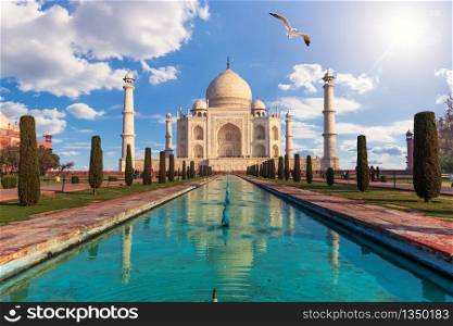 Taj Mahal, famous marble mausoleum in Agra, Uttar Pradesh, India.. Taj Mahal, famous marble mausoleum, Agra, Uttar Pradesh, India