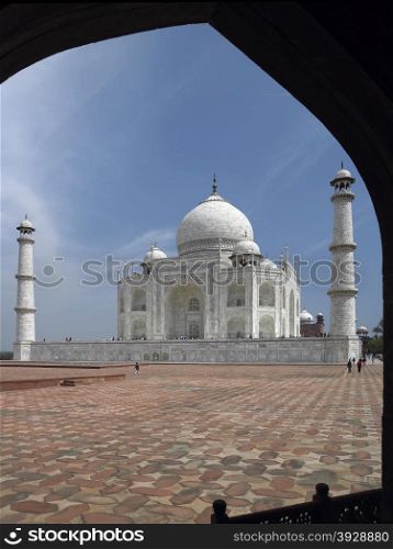 Taj Mahal in Agra in the Uttar Pradesh region of India. It is a UNESCO World Heritage Site.