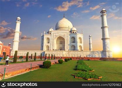 Taj Mahal in India, wonderful sunset view, Agra.. Taj Mahal in India, wonderful sunset view, Agra