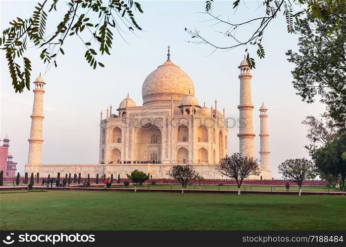 Taj Mahal in the park, Agra, Uttar Pradesh, India.