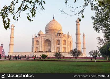 Taj Mahal in the park, Agra, Uttar Pradesh, India.