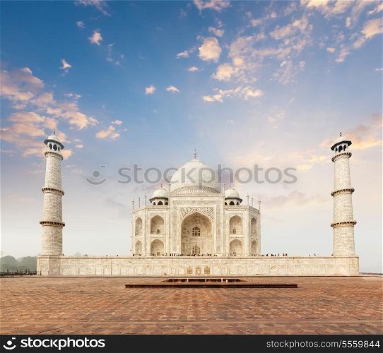 Taj Mahal. Indian Symbol - India travel background. Agra, India
