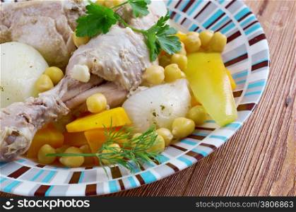 Tajine el besbes - Maghrib chicken appetizer with vegetables