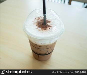 Take away cup of iced coffee mocha, stock photo
