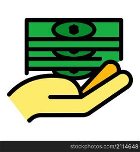 Take cash broker icon. Outline take cash broker vector icon color flat isolated. Take cash broker icon color outline vector