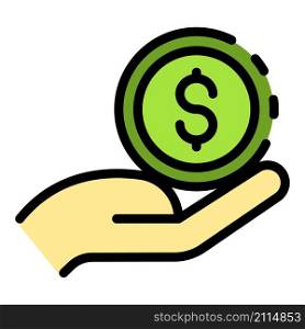Take immigrants money icon. Outline take immigrants money vector icon color flat isolated. Take immigrants money icon color outline vector