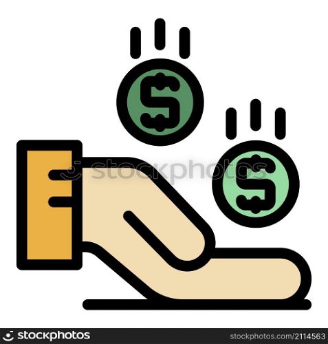 Take rest money coin icon. Outline take rest money coin vector icon color flat isolated. Take rest money coin icon color outline vector