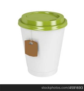 Takeaway tea cup on white background