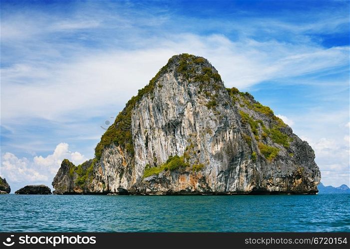 tall cliff with trees at Andaman Sea, Thailand