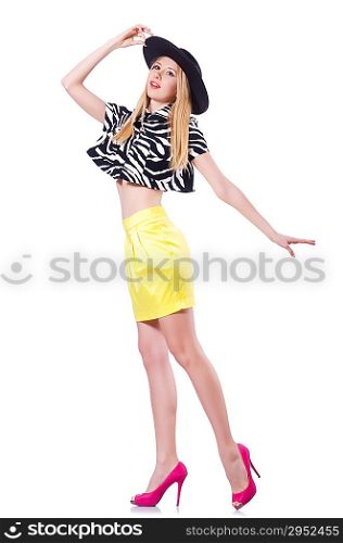 Tall model isolated on the white