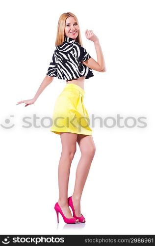Tall model isolated on the white