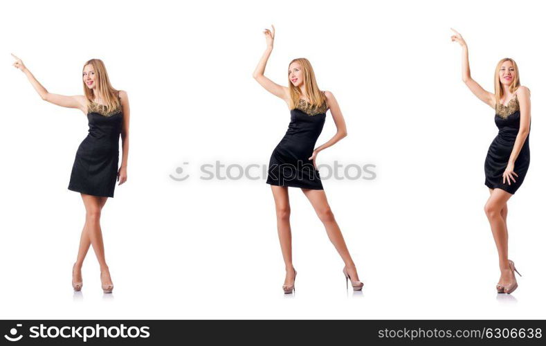 Tall model isolated on the white background