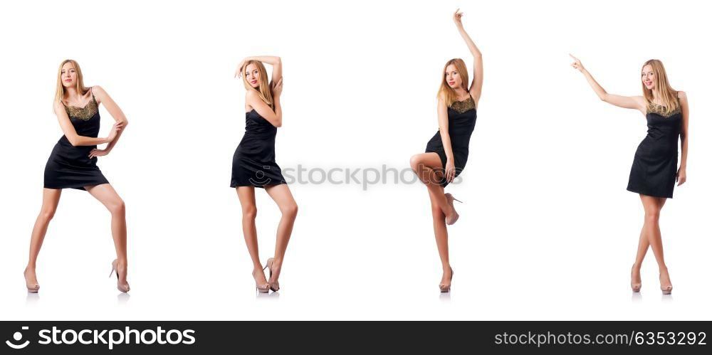 Tall model isolated on the white background