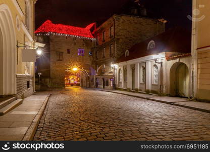 Tallinn. Old medieval street.. Old stone medieval street in the historic part of the city. Tallinn. Estonia.