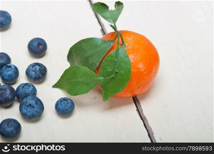 tangerine and blueberry on white rustic wood table
