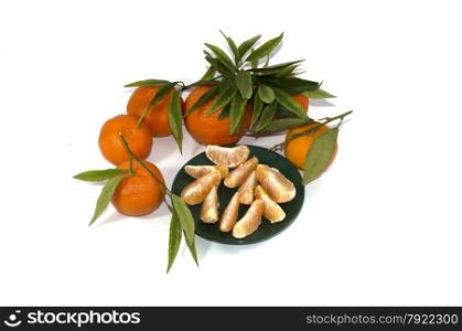 tangerine and lemon on a white background