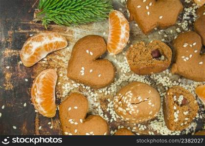 Tangerine cookies. Christmas cookies tangerines. Vintage Christmas celebration. Christmas cookies with tangerines