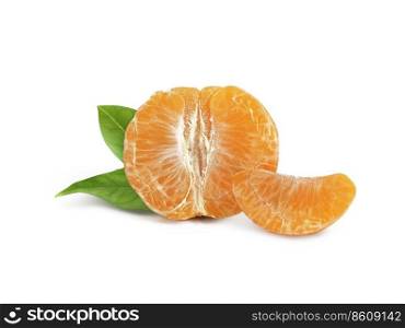 tangerine or mandarin fruit with leaves isolated on white background1