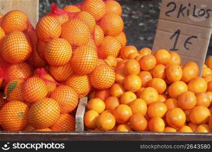 tangerine oranges on mediterranean market