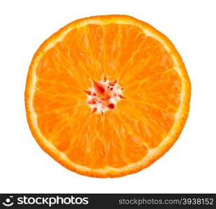 Tangerine slice isolated on white