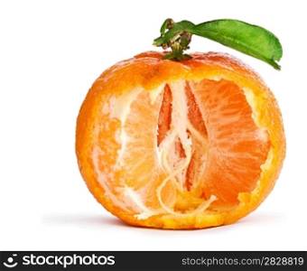 tangerine with leaf isolated
