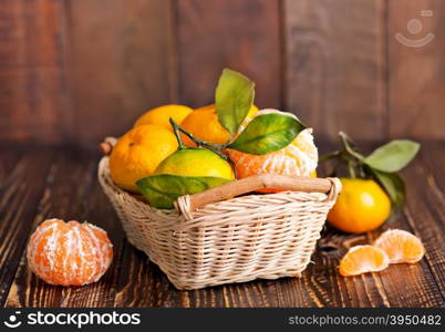 tangerines in basket and on a table