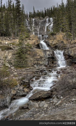 Tangle Waterfall Alberta Canada Jasper Highway cascade