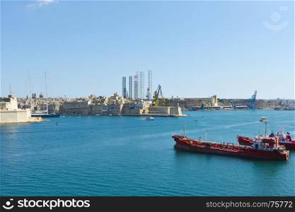 Tank ship designed for transporting liquefied natural fuels in the port of Malta.