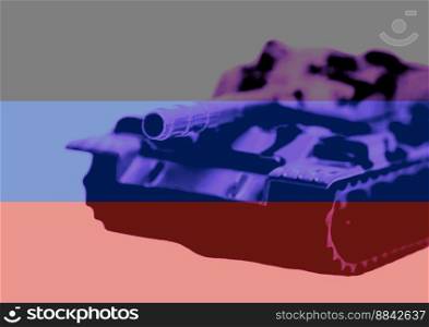 Tank with Donetsk Peoples Republic flag background. Military concept Illustration.. Tank with Donetsk Peoples Republic flag background. Military concept Illustration