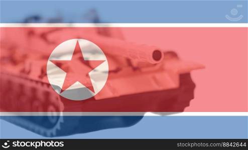 Tank with North Korea flag background. Military concept Illustration.. Tank with North Korea flag background. Military concept Illustration