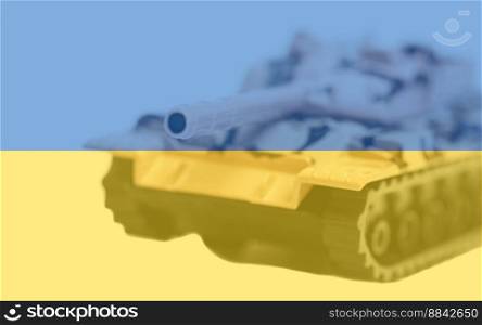 Tank with Ukrainian flag background. Military concept Illustration.. Tank with Ukrainian flag background. Military concept Illustration