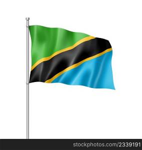 Tanzania flag, three dimensional render, isolated on white. Tanzania flag isolated on white