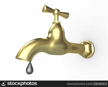 Tap and drop on white isolated background. 3d