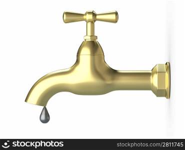 Tap and drop on white isolated background. 3d