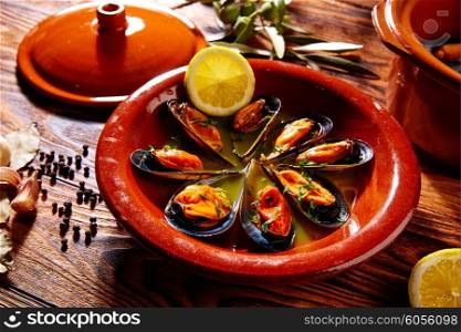 Tapas mejillones al vapor steamed mussels from Spain