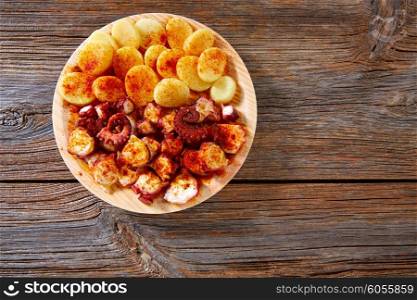 Tapas Pulpo a Feira with octopus potatoes gallega style and paprika recipe from Spain