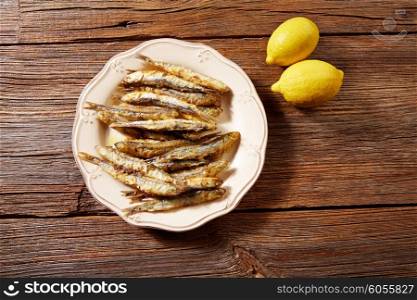 Tapas seafood fried anchovies fish from Spain