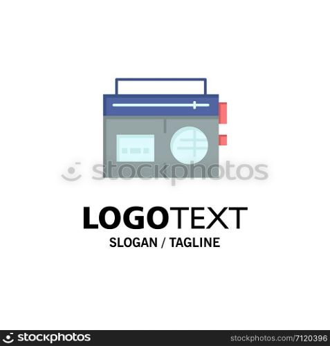 Tape, Radio, Music, Media Business Logo Template. Flat Color