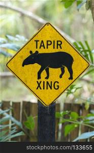 Tapir Crossing Sign. Road sign for a tapir crossing in Central America