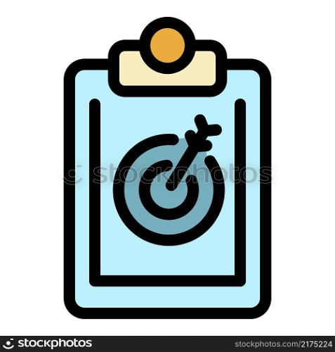 Target clipboard icon. Outline target clipboard vector icon color flat isolated. Target clipboard icon color outline vector