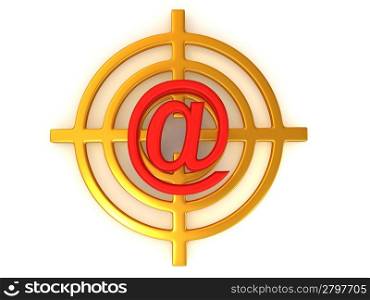 Target with symbol of mail. 3d