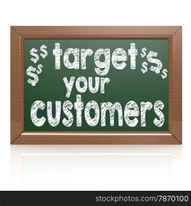 Target your customers words on a chalkboard image with hi-res rendered artwork that could be used for any graphic design.. Target your customers words on a chalkboard
